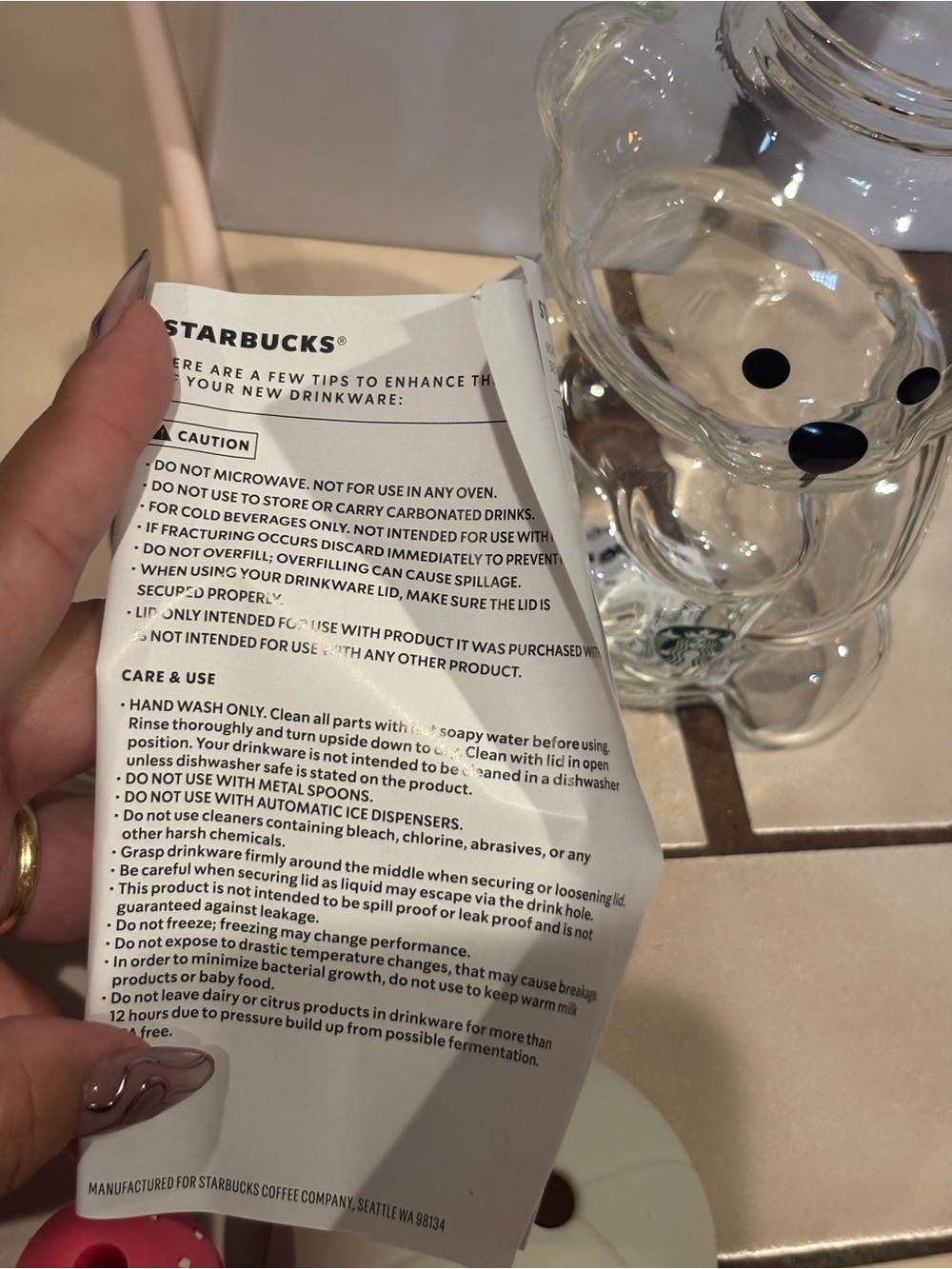 Starbucks Limited Edition Bearista Cup with Cap and Pink Strawberry Straw topper - Picture 6 of 7